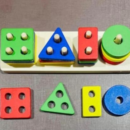 Formas Geométricas de Madeira Brinquedo Educativo Montessori Encaixe Infantil Cores Coordenação Motora