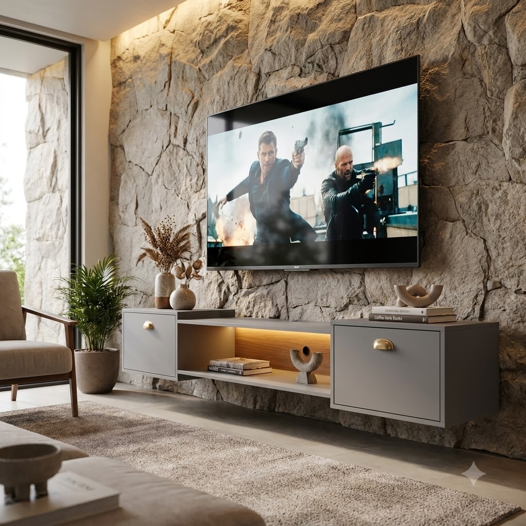 Rack Suspenso 1.80m / 1.20CM Home Leão com 2 Portas para TV até 75” – Moderno e Funcional