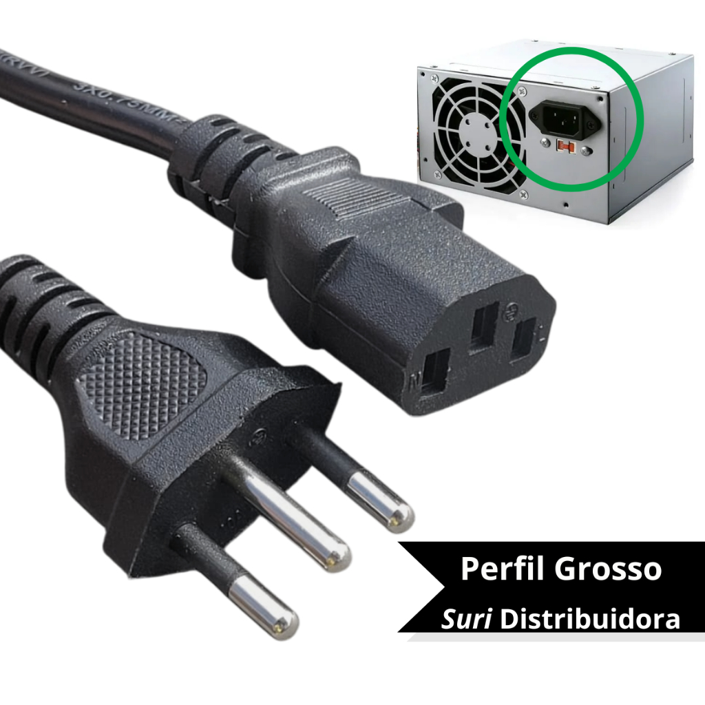 Cabo De Força Energia Tripolar 1,5m Para Fonte Monitor Pc