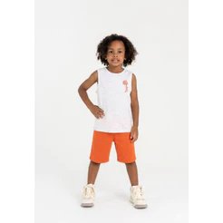 Conjunto Infantil Masculino com Regata Estampada e Bermuda Guloseima