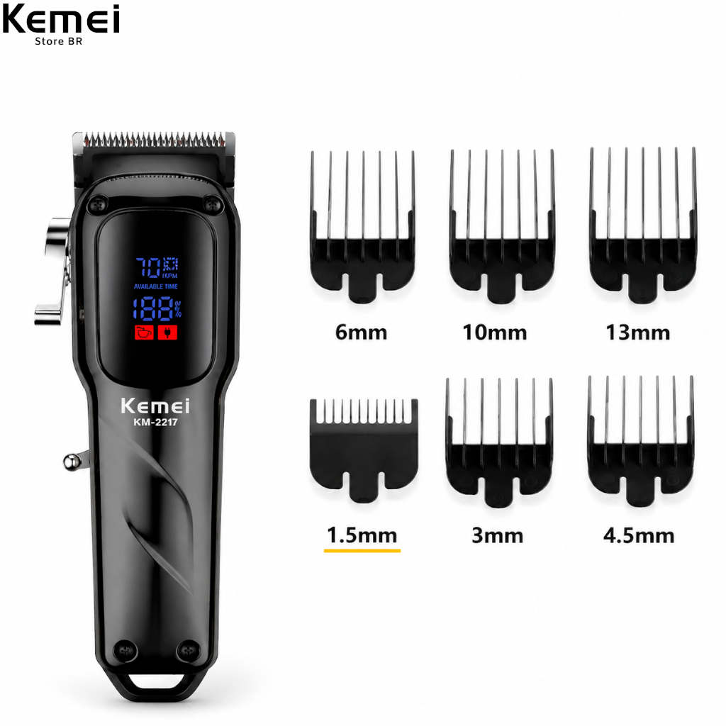 KEMEI-1550 Máquina Corte de Cabelo Elétrico Profissional Aparador Recarregável USB Portátil 7000 RPM · foto 2
