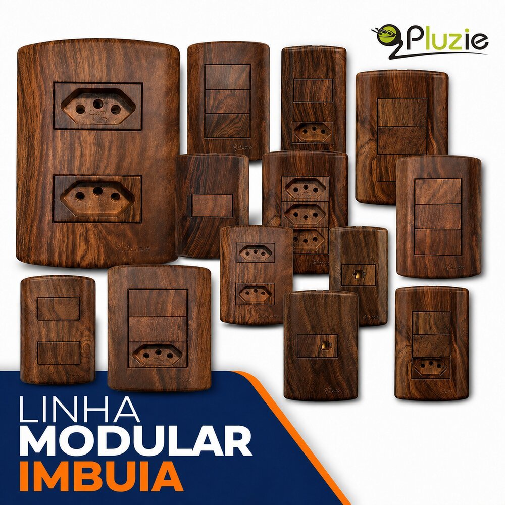 Conjunto Modular Imbuia Tomada Interruptor e Placa 4x2 Diversos Tipos