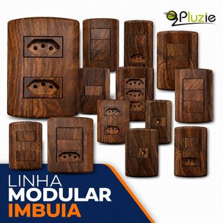Conjunto Modular Imbuia Tomada Interruptor e Placa 4x2 Diversos Tipos