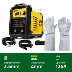 Kit Máquina de Solda Inversora WK 225i 220V MMA TIG Lift + Luva de Raspa - Pró Euro