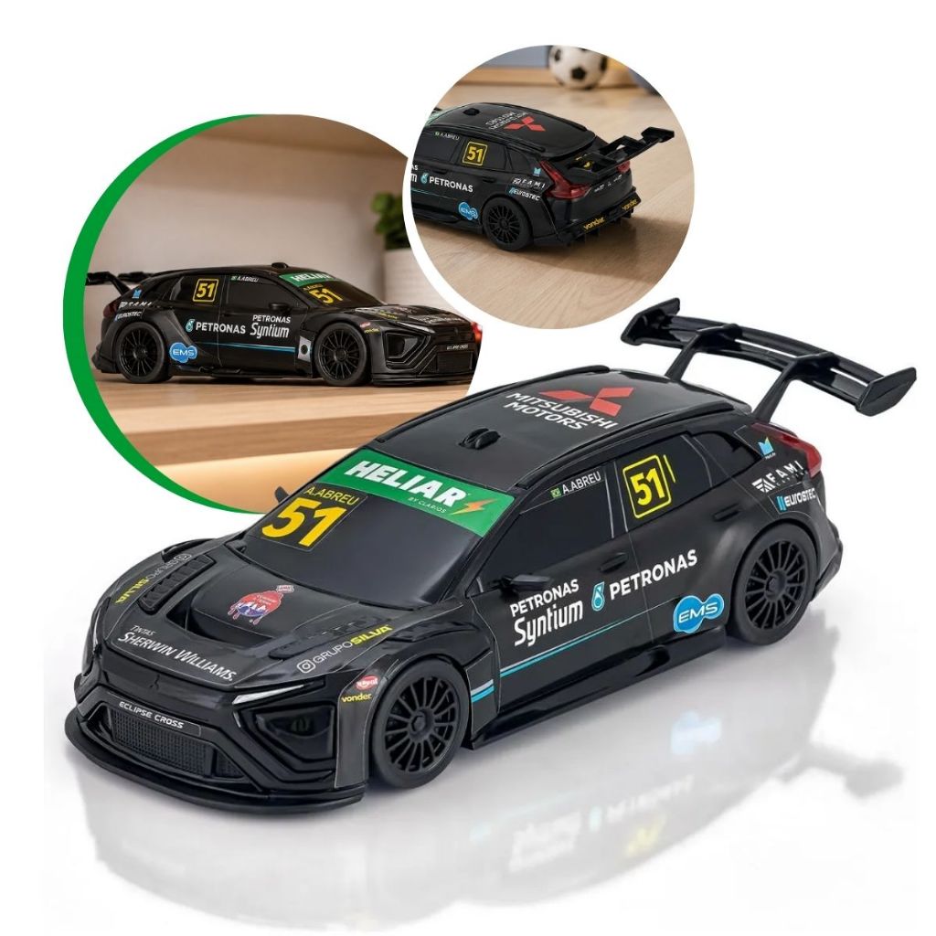 Miniatura Carro Stock Car 1:30 Átila Abreu Mitsubishi Eclipse Cross Pneu Emborrachado Coleção 2026 Corrida Automobilismo