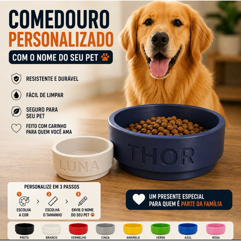 Comedouro Personalizado para seu PET com Nome | Pote para Ração e Água