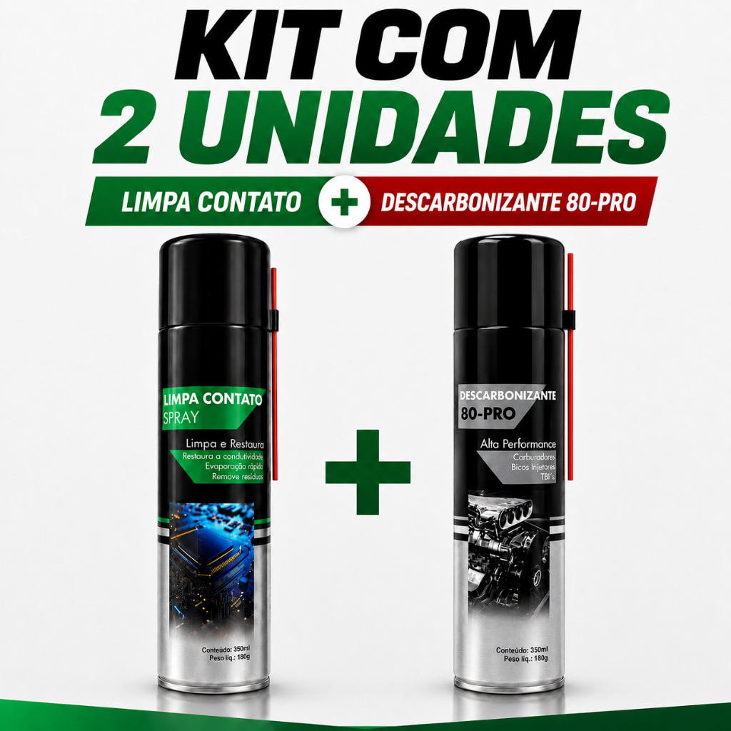 KIT Limpa Contato + Descarbonizante 80-Pro Carburador Bico Injetor TBI