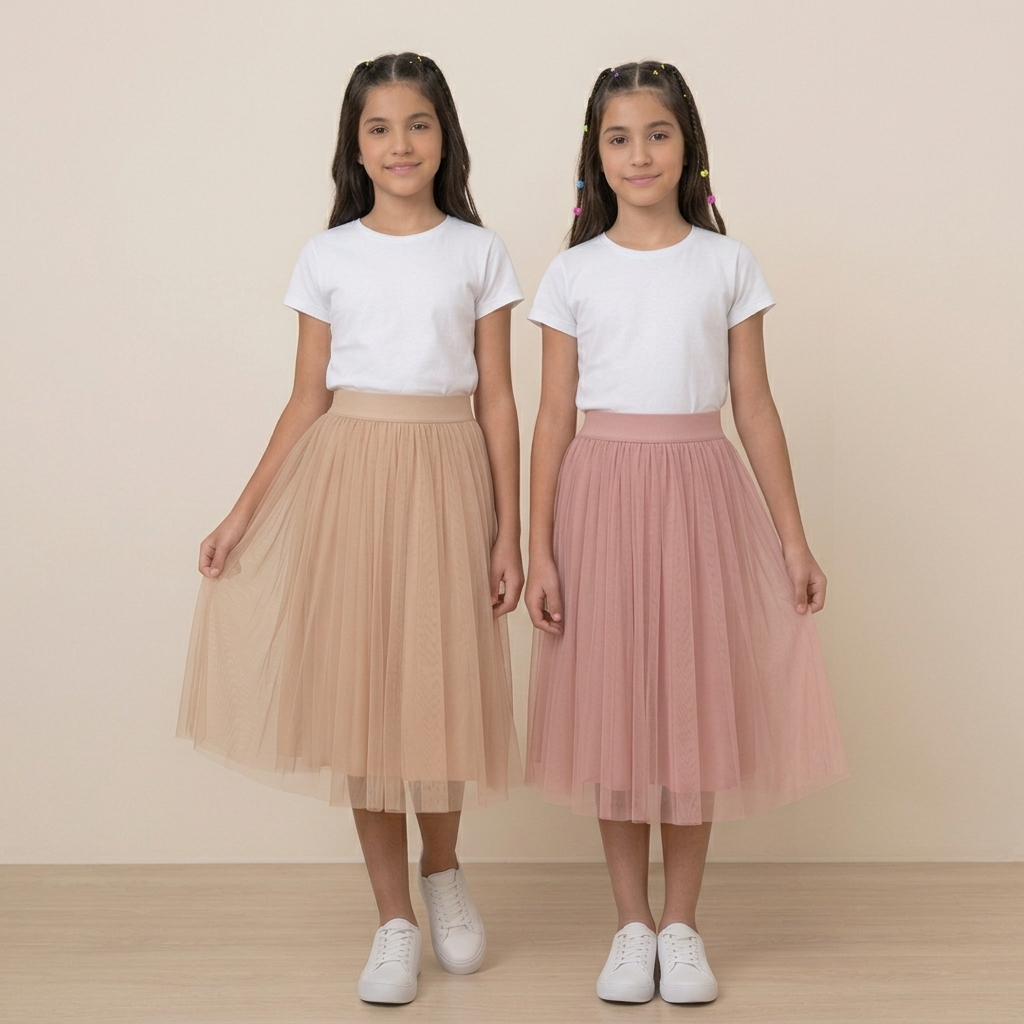 Saia Tule Infantil Liso Godê Menina Moda Evangélica Forrada Festa