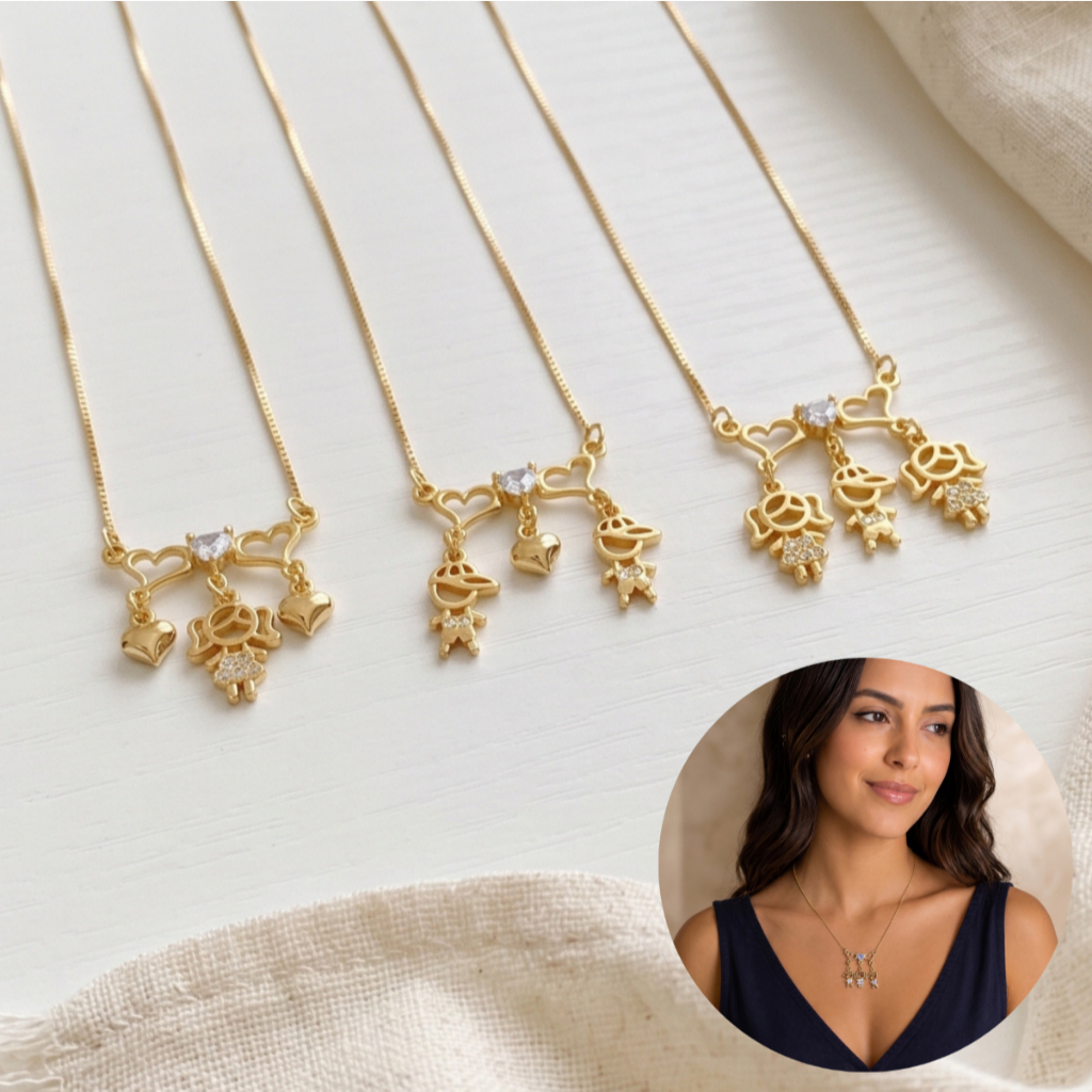 COLAR FEMININO FILHOS CASAL MENINOS MENINAS