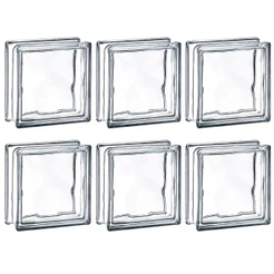 Kit 6 Tijolos de Vidro 19x19 Incolor Transparente Bloco de Vidro para Parede, Divisória, Box e Decoração