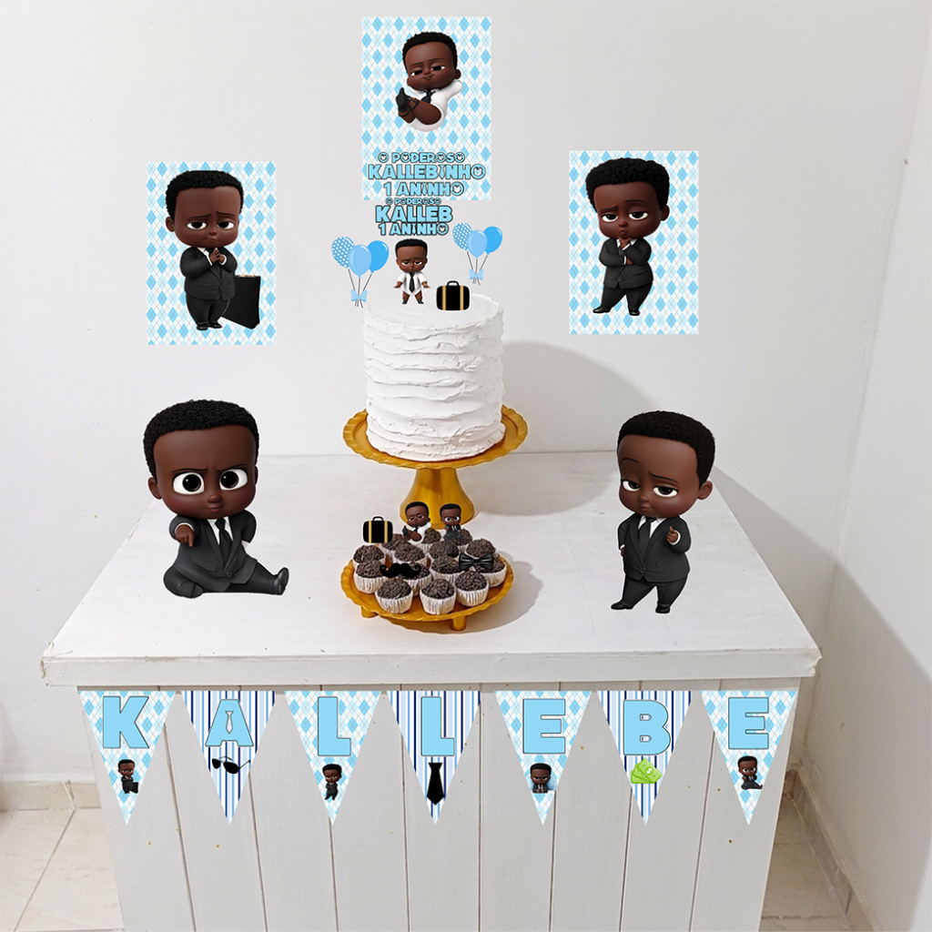 Kit Festa O Poderoso Chefinho negro Personalizado Só Um Bolinho Festa em Casa Aniversário Infantil adulto Mesversário