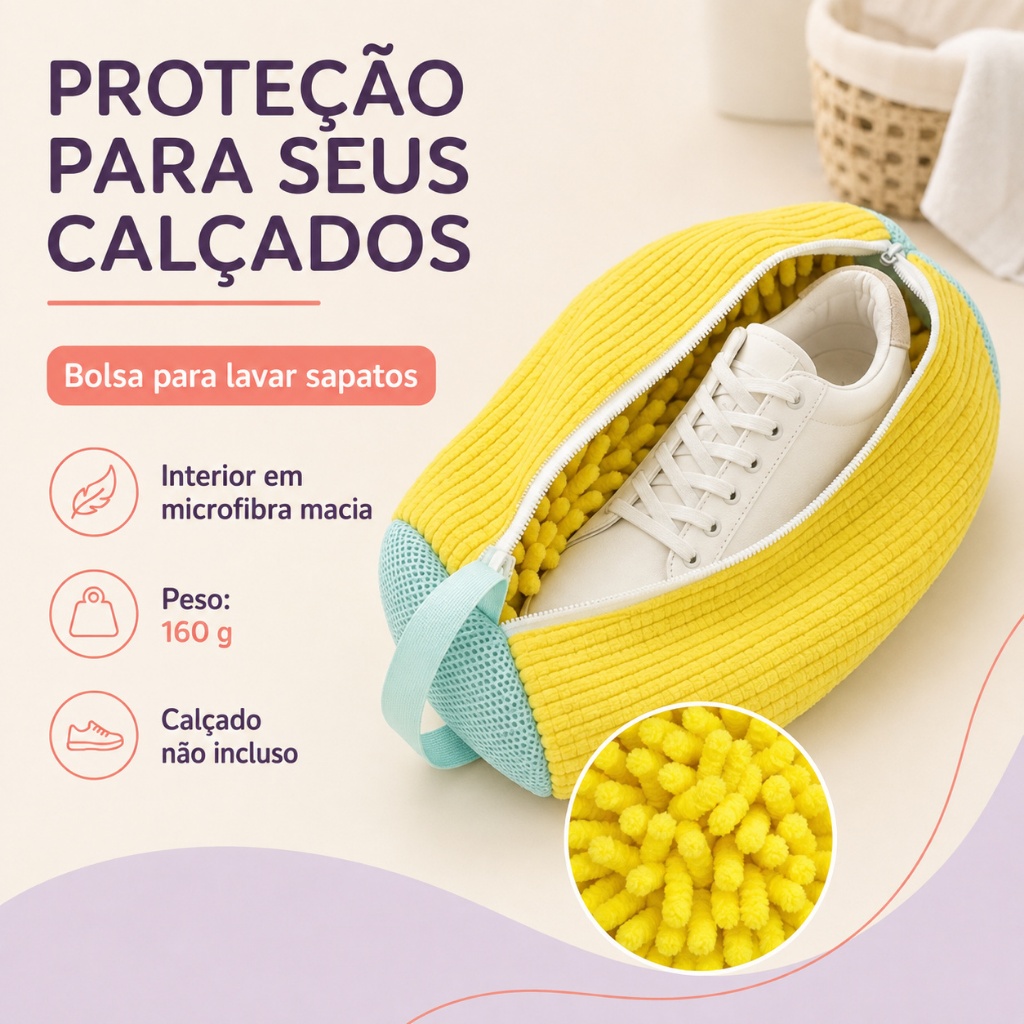 Bolsa para Lavar Sapato Tênis na Máquina de Lavar Prático