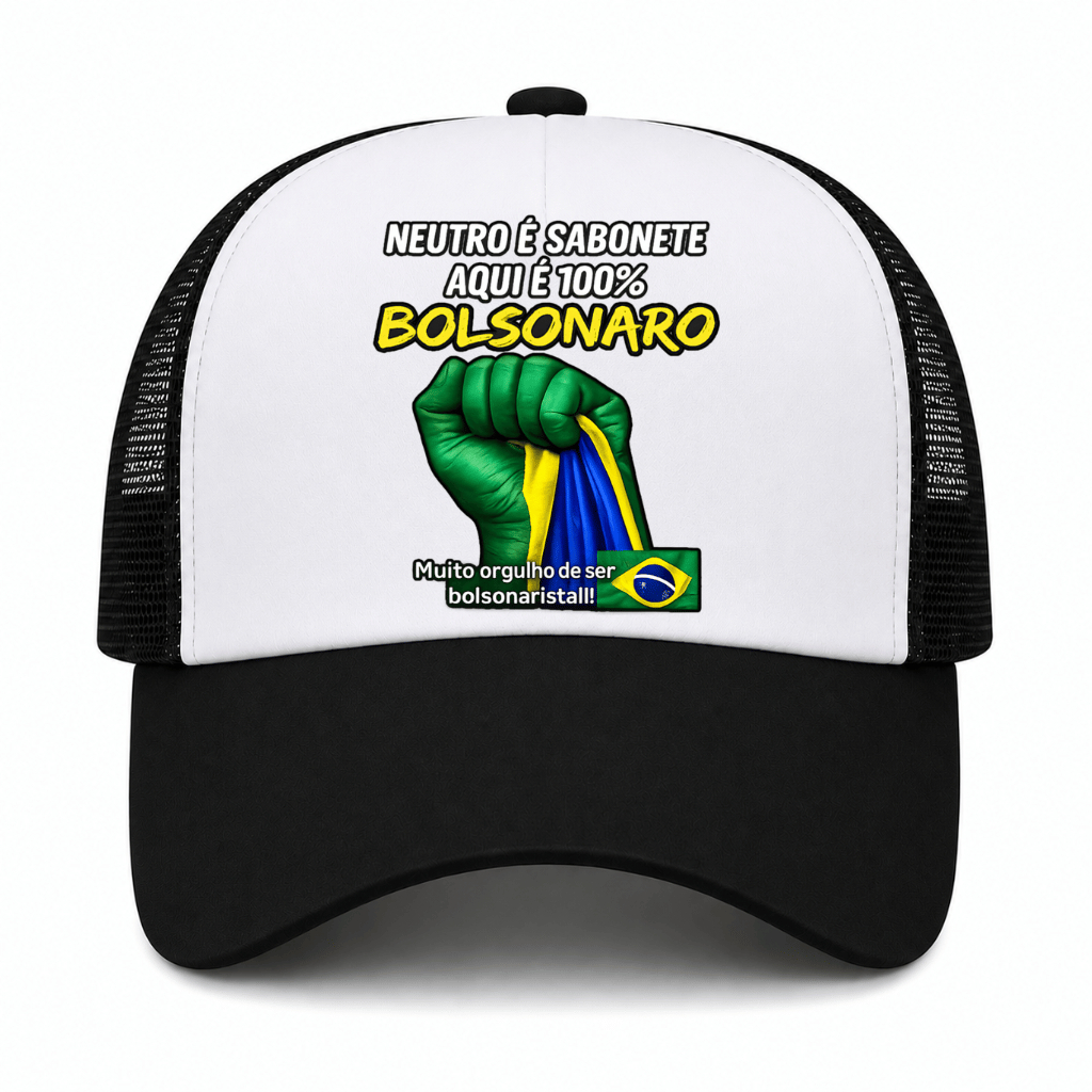 Boné Aba Curva Bolsonaro Ajustável Brasil Estampa DTF Premium Telinha Respirável Unissex