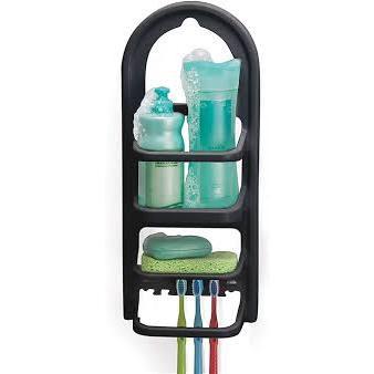 Porta Shampoo Prateleira de Banheiro Box Suporte Cantoneira Sabonete Escova de Dente Branco/Preto
