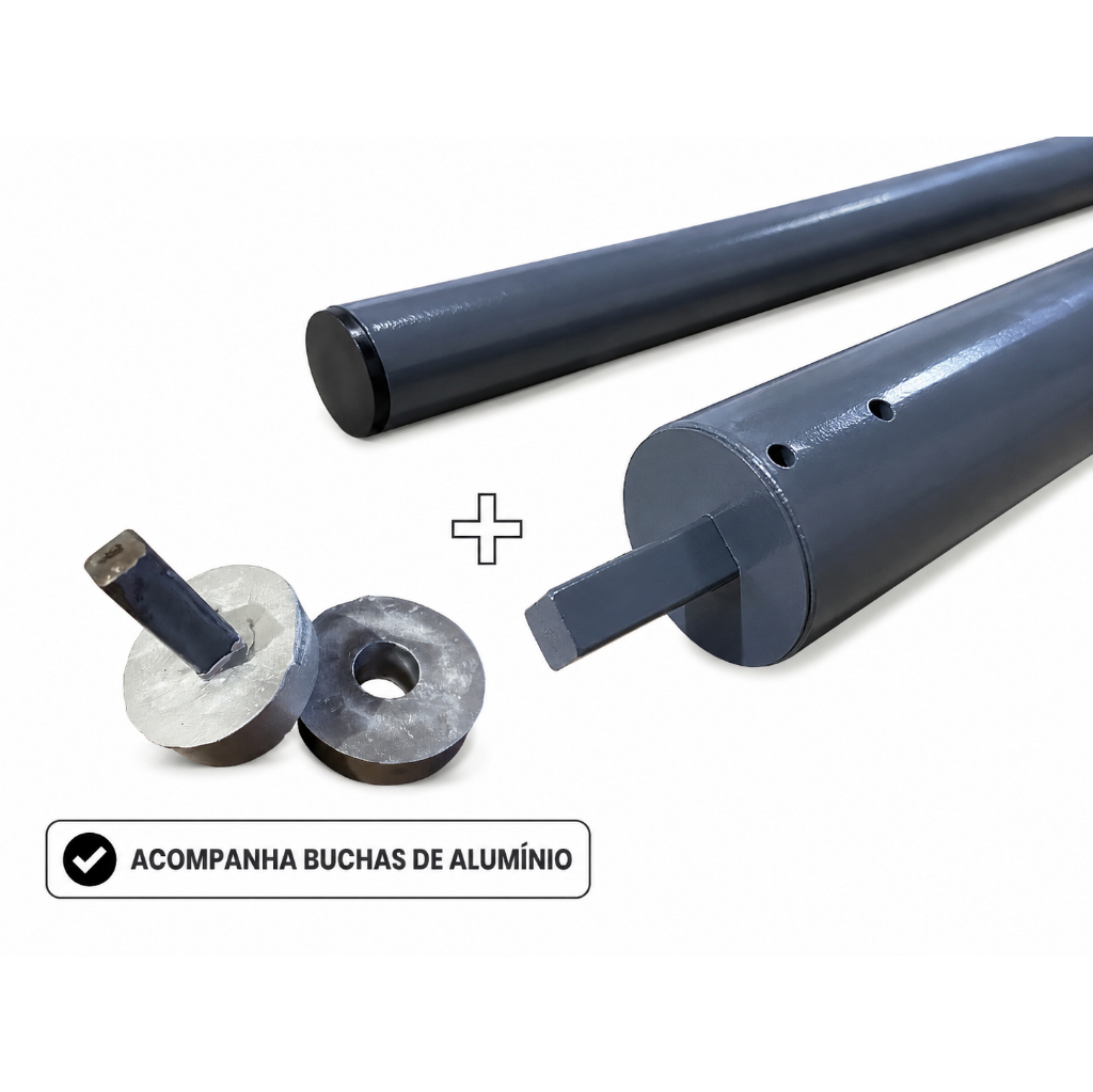 Tubo para Toldo Cortina Retrátil 3,80 m | 2 polegas e 1 polegada | Metalon Galvanizado com Bucha 2''