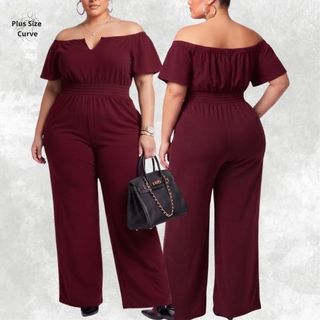 Macacão Feminino Longo Plus Size Decotado Elegante Social Festa