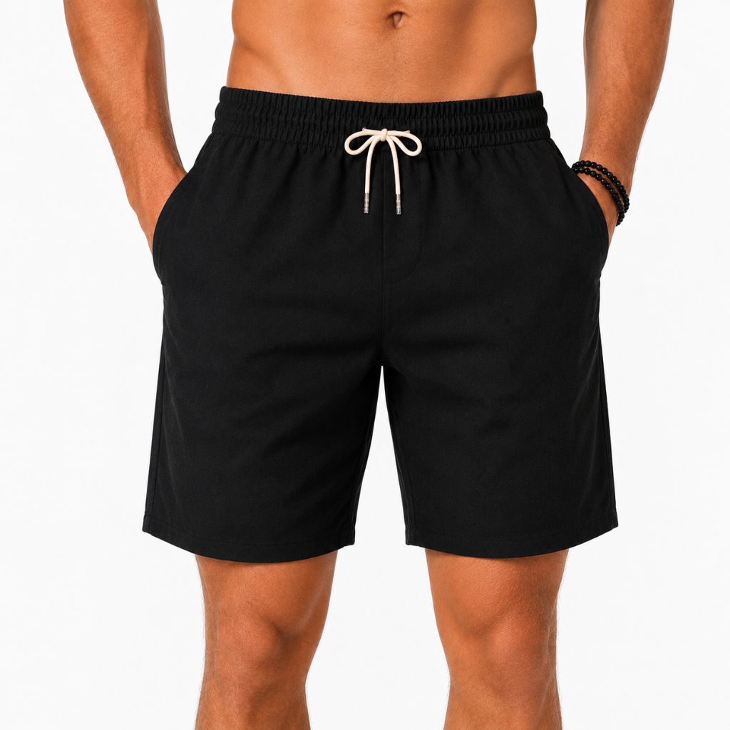 Short Linho Masculino Bermuda Casual Premium com Bolsos Cós Elástico Cordão Confortável Leve Moda Verão Praia Luxo