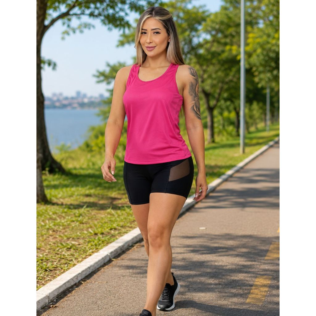 KIT 5 Regata Dry Fit Feminina Academia Costas Nadador Esportiva Confortável Lisa Treino Fitness Leve Treino Corrida