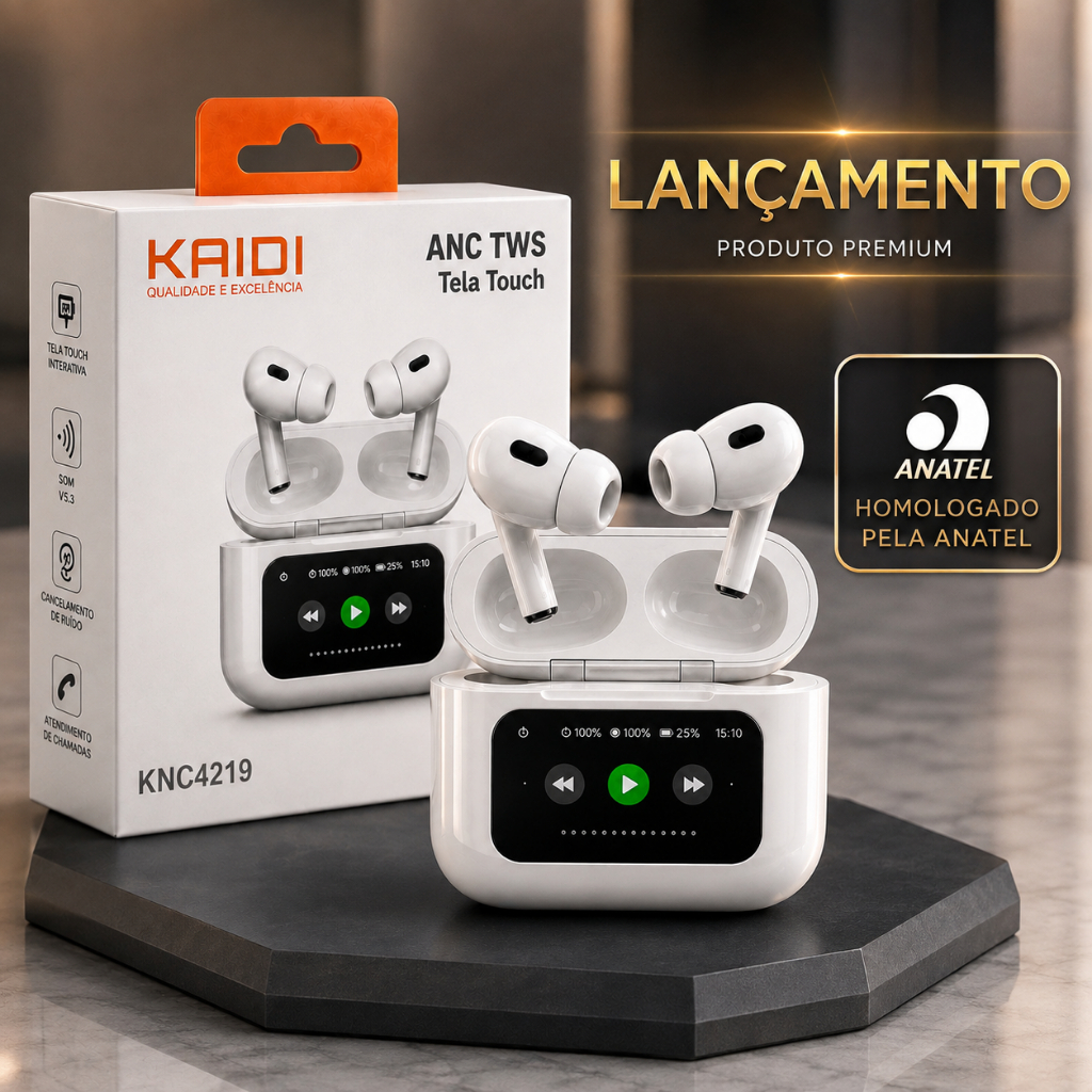 Fone TWS Original Kaidi KD-4219 Bluetooth 5.3 Sem Fio Original com Microfone, Cancelamento de Ruído e Estojo de Recarga