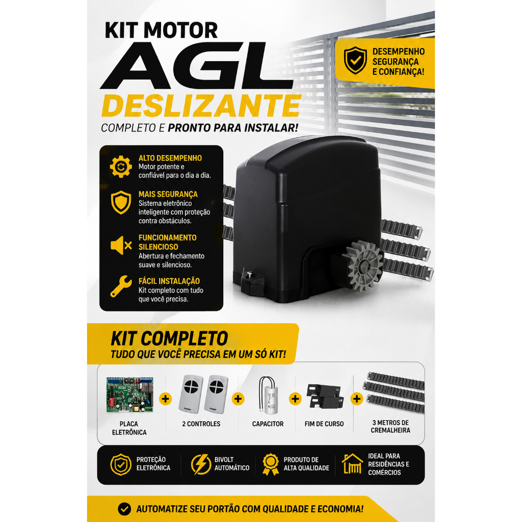 Motor Para Portão Trino 300Light AGL Kit Completo