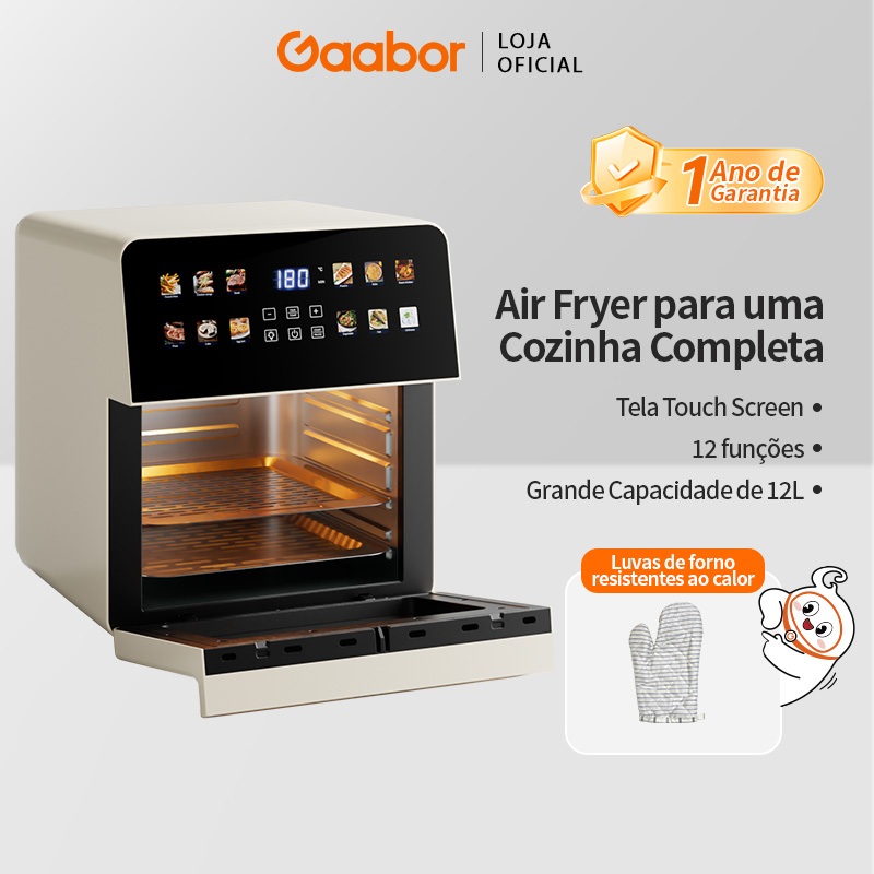 Gaabor Air Fryer Digital 12L Forno Elétrico Touch Sem Óleo Cor Branco Bivolt 127V/220V AF-120T02