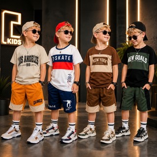 Kit Com 8 Peças Conjunto Infantil Menino Lançamento Verão Camisa e Bermuda Veste Do 2 ao 12 Anos