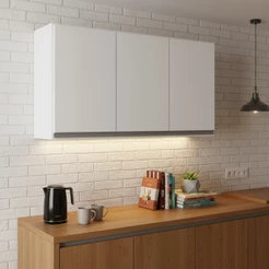 Armário Suspenso Multiusos Cozinha e Lavanderia 120cm 3 Portas MDF Branco