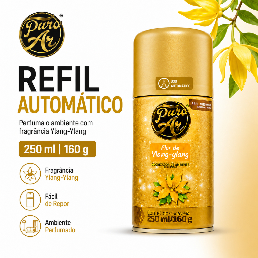 Refil Automático Puro Ar Odorizador de Ambiente Perfume Flor de Ylang Ylang 250ml Aromatizador
