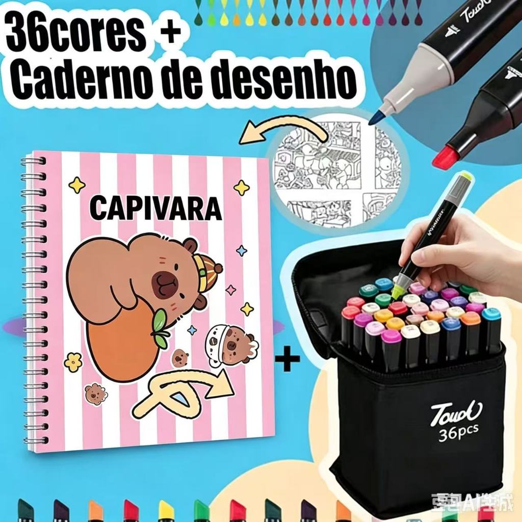 Conjunto De Marcadores Aquarela De Ponta Dupla , 24/36/48/60/80/Cores , Caneta Colorida , Material Escola