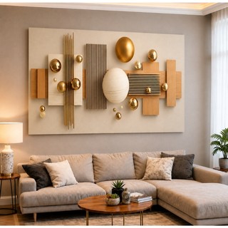 Quadro Decorativo Canvas Grande Abstrato Moderno Dourado Luxo para Sala Quarto Elegante S…