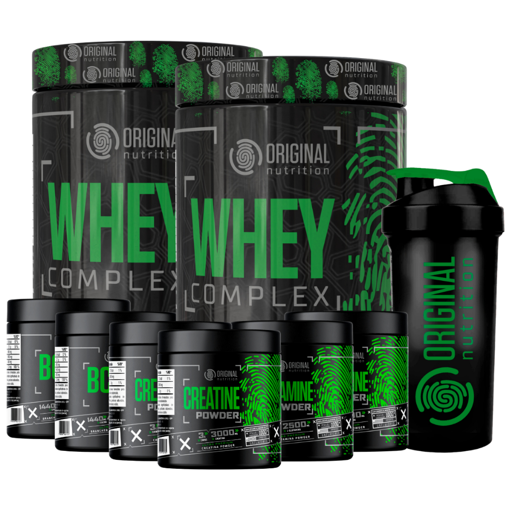 Kit 2x Whey Complex + 2x Bcaa + 2x Glutamina + 2x Creatina + Shaker - Original