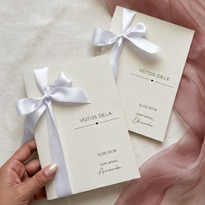 Caderno de Votos Casamento Personalizado Minimalista
