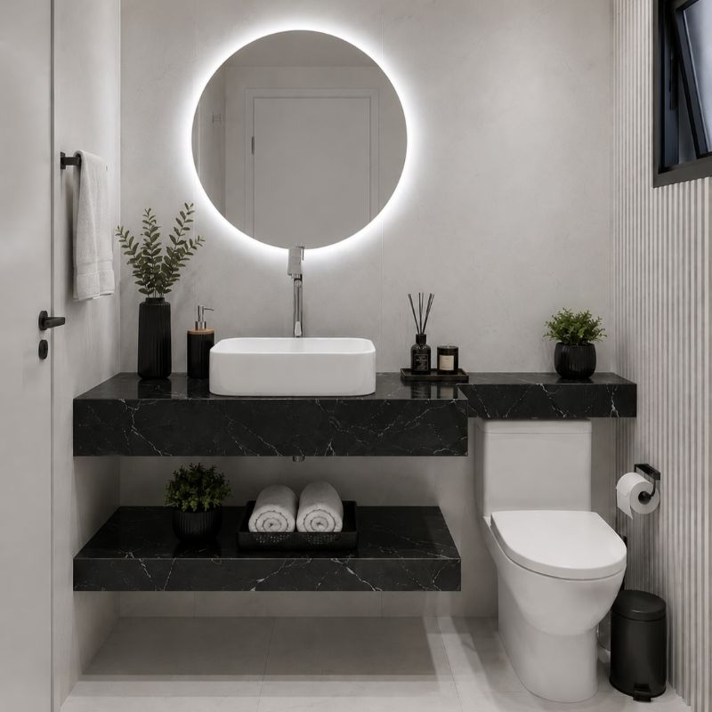 LAVATÓRIO COMPLETO COM EXTENSÃO PORCELANATO COM CUBA. PRONTA ENTREGA