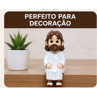 Mini Jesus Sentado Decoração Religiosa Cristã Católica Imagem de Jesus para Mesa Monitor Prateleira