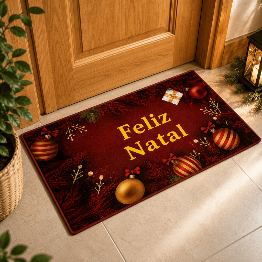 Tapete de Porta Natal Capacho Decorativo Entrada Natalino