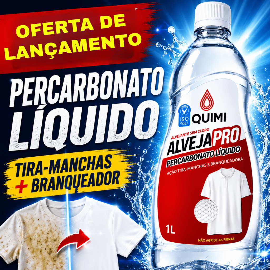 Percarbonato Líquido 1Litro Alvejante Sem Cloro Quimi Alveja Pro Tira Manchas Roupas Brancas e Coloridas