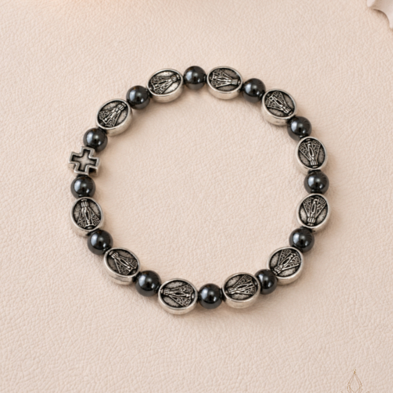 Pulseira Hematita Nossa Senhora Aparecida Religiosa Católica