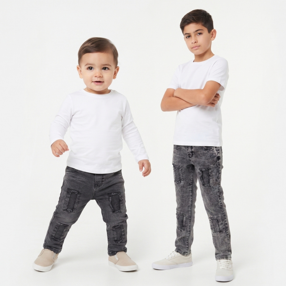 Calça Jeans Infantil Juvenil Menino Premium Com Lycra Elastano Ajuste Interno Regulável Tamanho 4 ao 16