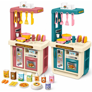 Mini Cozinha Infantil De Brinquedo Little Chef Fogão Geladeira Forno Pia 43 Peças Utensílios Menina