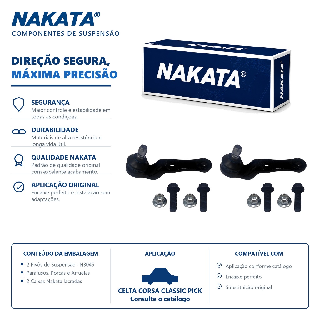 PAR Pivo De Suspensão Inferior Celta Corsa Classic Pick-up Wagon Prisma – Nakata N3045