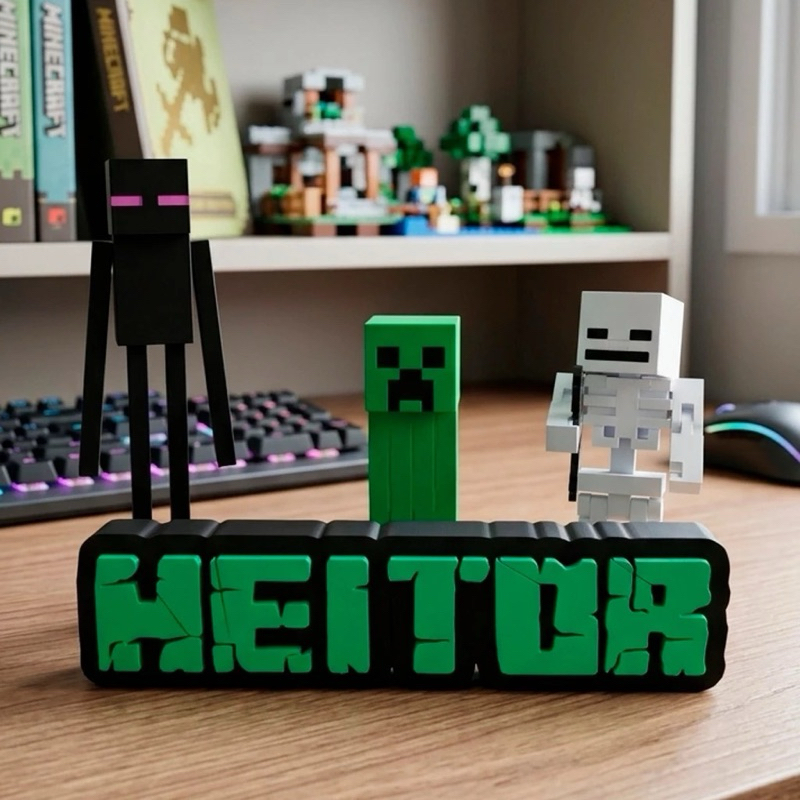 Letreiro Minecraft Personalizado Personagens SETUP Decoração Festa Quarto Gamer Infantil Presente