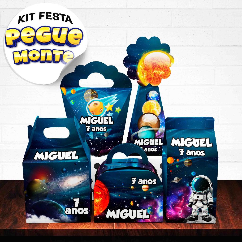 KIT Caixinha PLANETAS - Caixinhas para decoração e lembrancinha de aniversário - PEGUE E MONTE