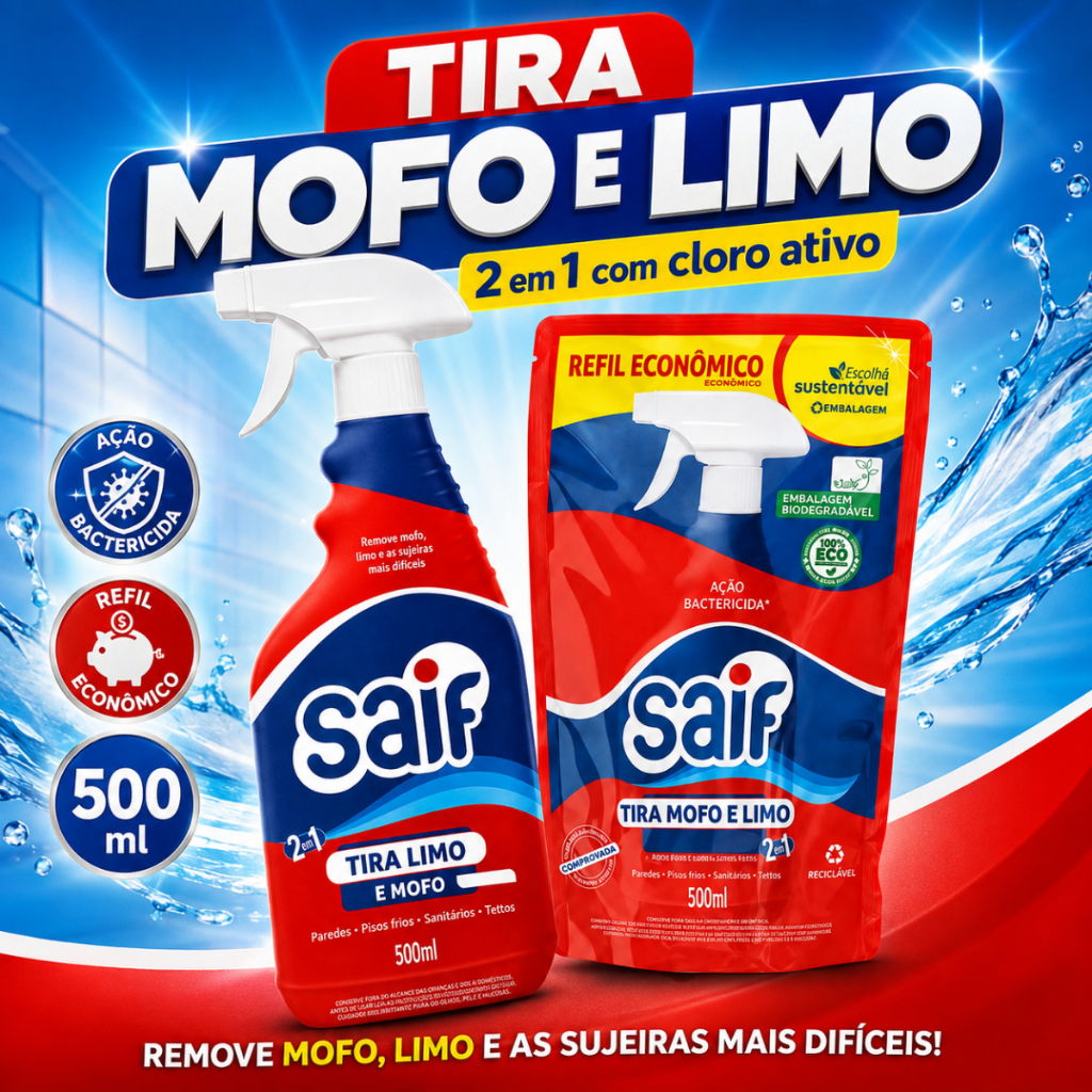 Kit Tira mofo e limo gatilho 500ml + sachê 500ml saif