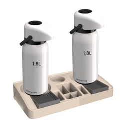 Kit 2 Garrafa Térmica Verona 1,8 L Branca + 1 Bandeja Organizadora Servire 2 Preto