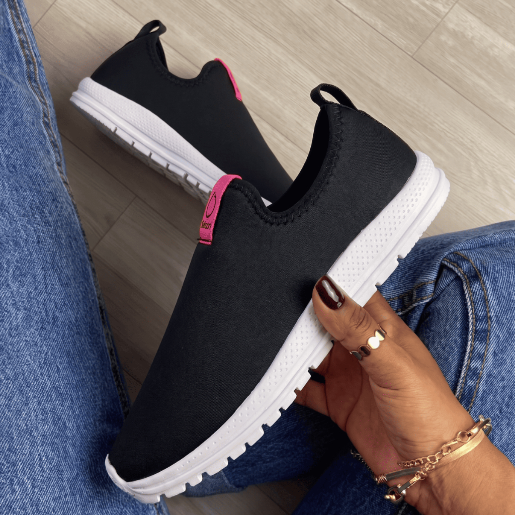 Tênis Feminino Meia Calce Fácil Slip On Leve Macio Confortável Academia Trabalho