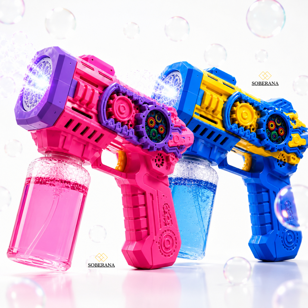 Lança Bolhas Brinquedo Infantil Led Colorido Pistola Automática Lança Bolha Menino Menina Festa