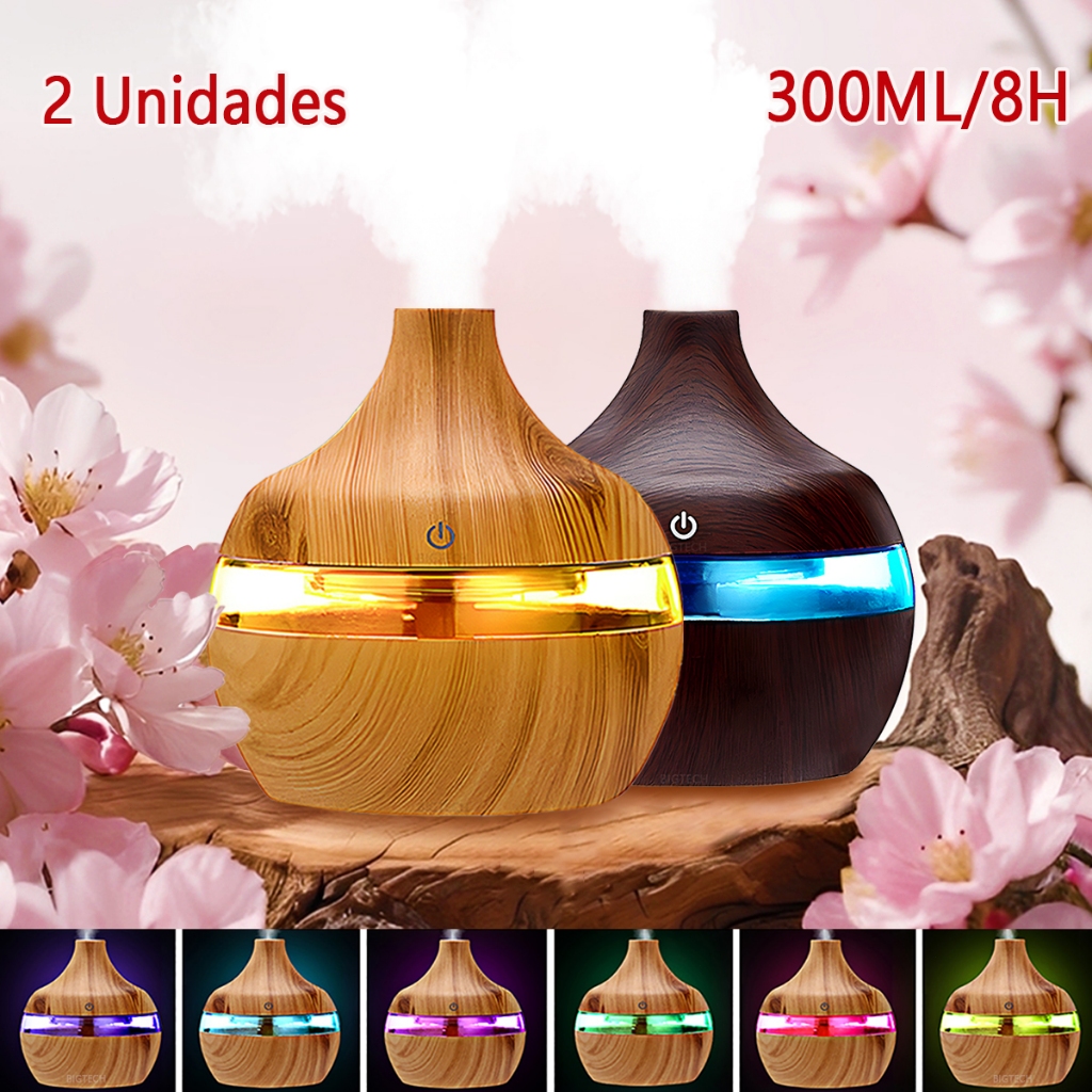 Umidificador De Ar Grande Para Quarto 8H LED Difusor Aromatizador De Ambiente Tipo Madeira óleo Essencial