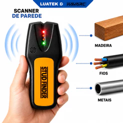 Scanner de Parede Detector de Metais Fios e Madeira até 19mm com Alerta Sonoro LED + Bateria 9V LUATEK