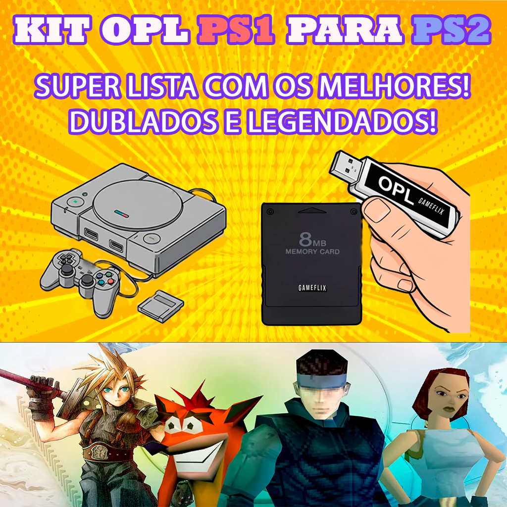 Kit Ps1 para jogar no Ps2 | Memory Card + Pendrive 64gb | GAMEFLIX