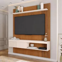 Painel Ripado para TV até 55'' Esmeralda Caemmun 150cm